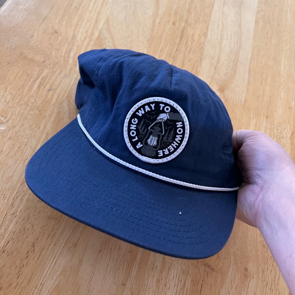 Navy Rope-Trim Cap with 'Long Way to Nowhere' Patch
